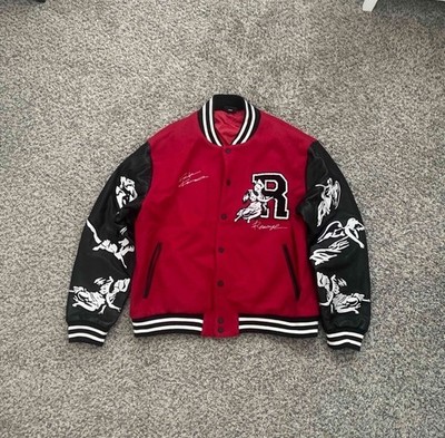 Revenge x Kosuke Kawamura Embroidered Varsity Jacket Red
