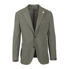 Lardini Olive Green Cotton Solid Sportcoat - 42/52 - 372AV44551TC 