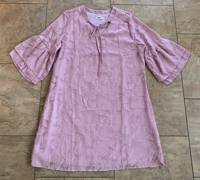 Missky Floral Shift Dress Women XL Purple Jacquard Roses Bohemian Chic Hippie