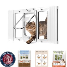 Elegant Adjustable Cat Door for Window - 27"-32" Range, Easy Install and Secure