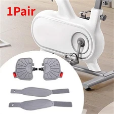2PCS Exercise Bike Pedals with Adjustable Straps 0.56in Spindle Gray Bike Pedals