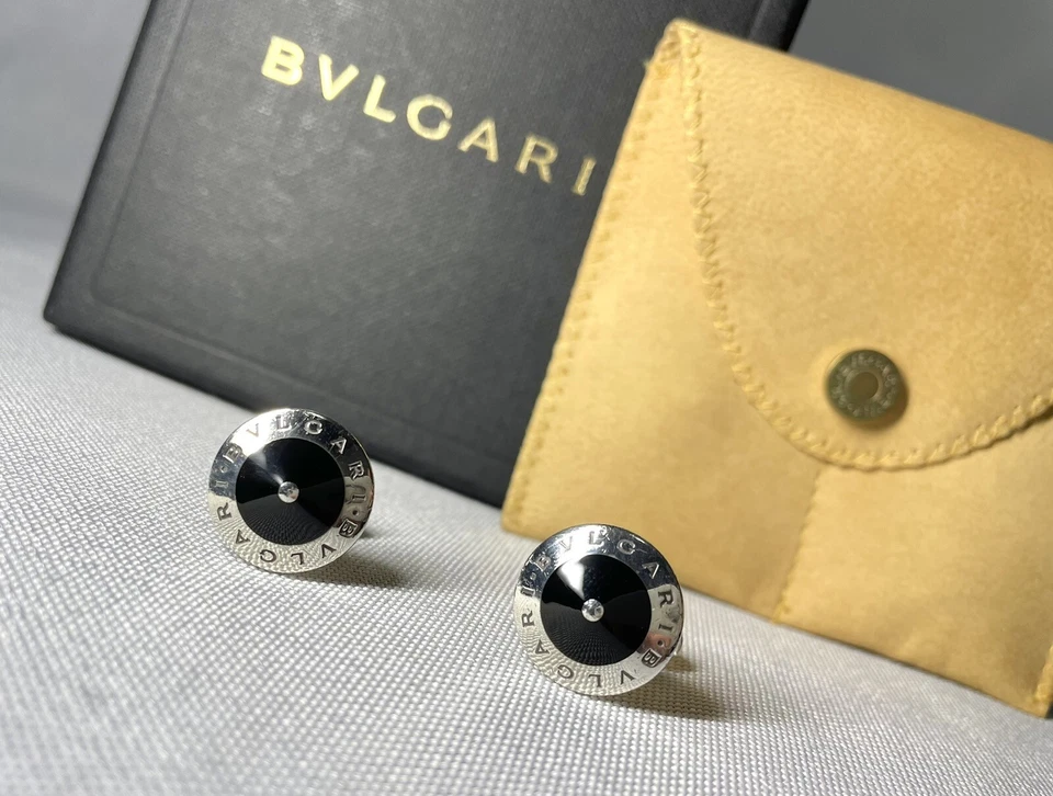 Autentici bellissimi gemelli BVLGARI e argento sterling ovale nero SV925 - Immagine 3 di 4
