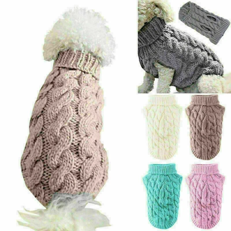 Hot Puppy Dog Jumper Winter Dogs Coat Warm Knitted Sweater Pet Clothes cute UK - Image 4 of 4