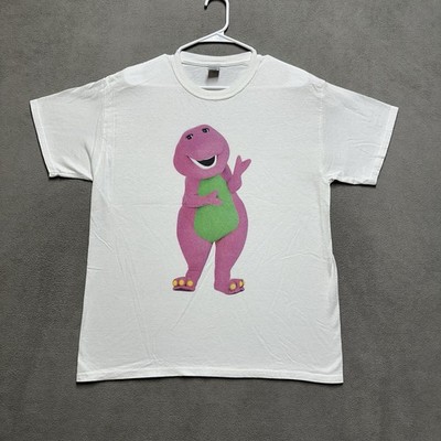 Barney Shirt Mens Large White Graphic Tee Crewneck Short Sleeve EUC