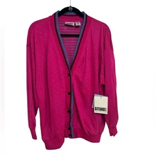 Deadstock 80s Gitano Sweatshirt Cardigan in Pink - Size L