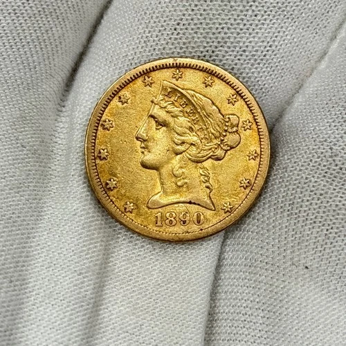 1890-CC $5 Liberty Head Gold Half Eagle CARSON CITY PRE33 Five Dollar Coin RARE!