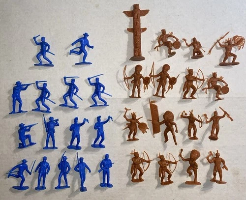 1970s Marx Fort Apache Cavalry & Indians Lot-30 Figures-Sears Heritage Set