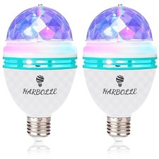 2 Pack RGB Color Rotating Bulb,E26/E27,LED Party Bulbs Colored Strobe Light B...