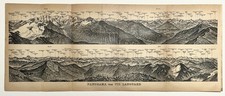 PIZ LANGUARD PANORAMA, Livigno Alps Mountains, Switzerland, c. 1910 Antique Map