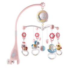 Baby Musical Crib Mobile Star Projector w/ Remote - Pink