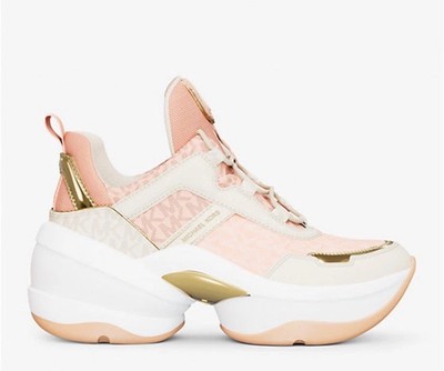 Michael Kors Olympia Trainer Powder Blush Pink Multi Size 10 New