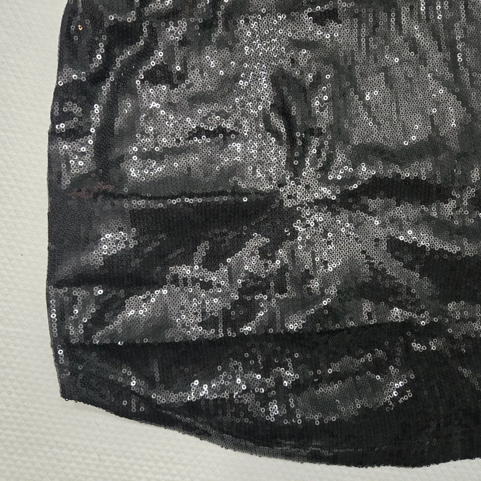 Camiseta sin mangas Kardashian Collection negra lentejuelas talla pequeña gótica caprichosa sexy brillante Foto 4 de 4