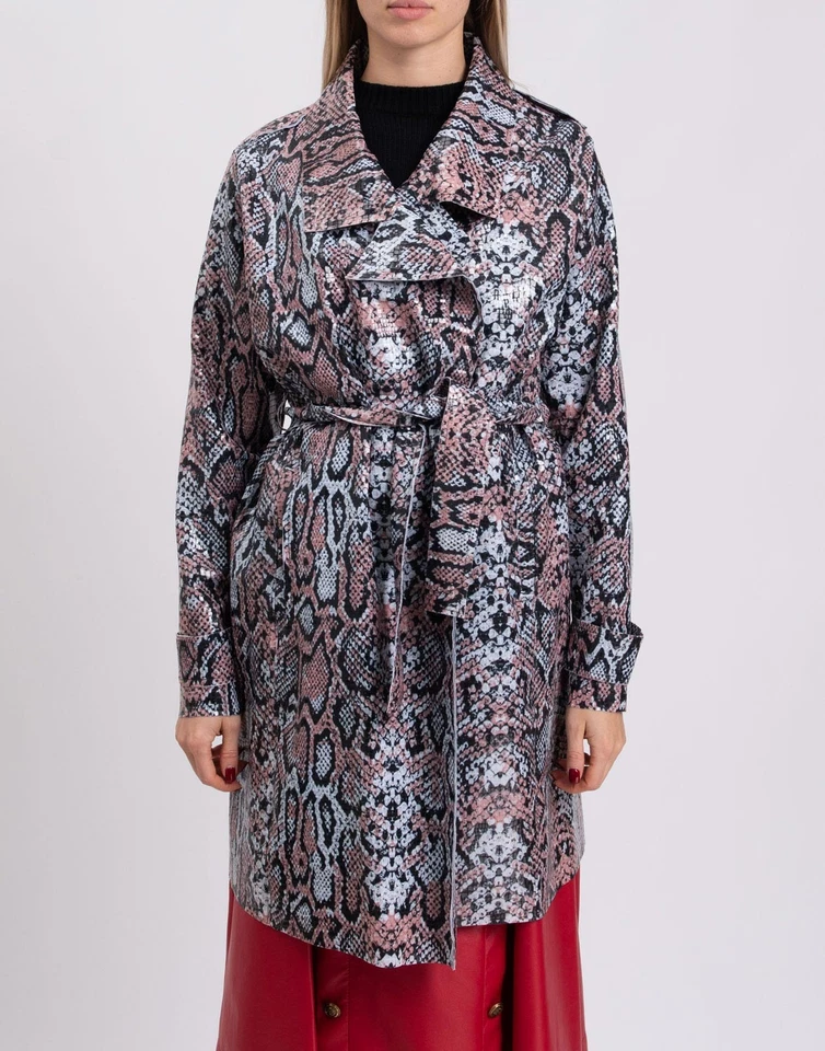 RRP €215 LA FILLE DES FLEURS Trench Coat Size S Reptile Pattern Made in Italy - Image 4 of 4