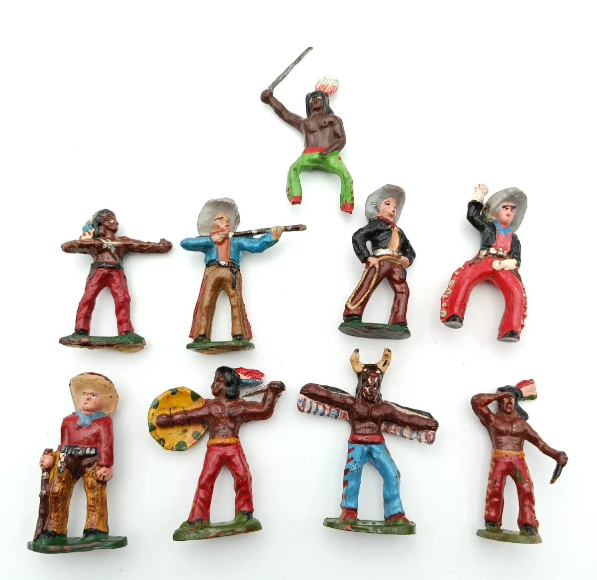Figurines Soldats Far West – Cowboys Et Indiens En Plastique Vintage – Lot Ancien + Divers