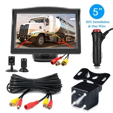 5" HD Monitor Rear View Backup Camera Plug and Play System Reverse Parking Kit