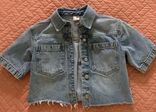 Short sleeve cropped jean jacket/shirt