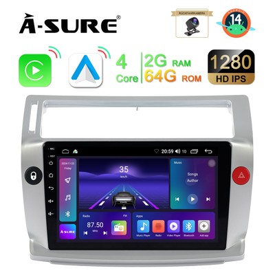 2+64G Android 14 Autoradio Carplay Navi GPS Kamera für CITROEN C4 I 2004-2009