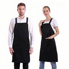 BIGHAS H Back Style Apron with Pocket for Women, Men Adjustable Large, Black