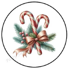 CHRISTMAS CANDY CANES ENVELOPE SEALS LABELS STICKERS PARTY FAVORS