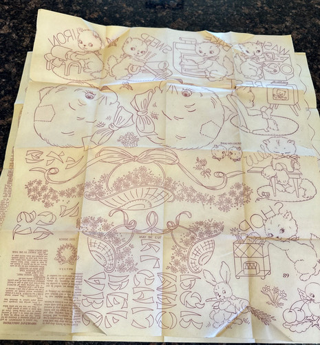 5 VTG Workbasket Embroidery Transfer Pattern Sheets Great Designs