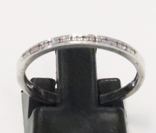 DAINTY STERLING SILVER PINK SAPPHIRE DIAMOND ACCENT BAND RING size 7