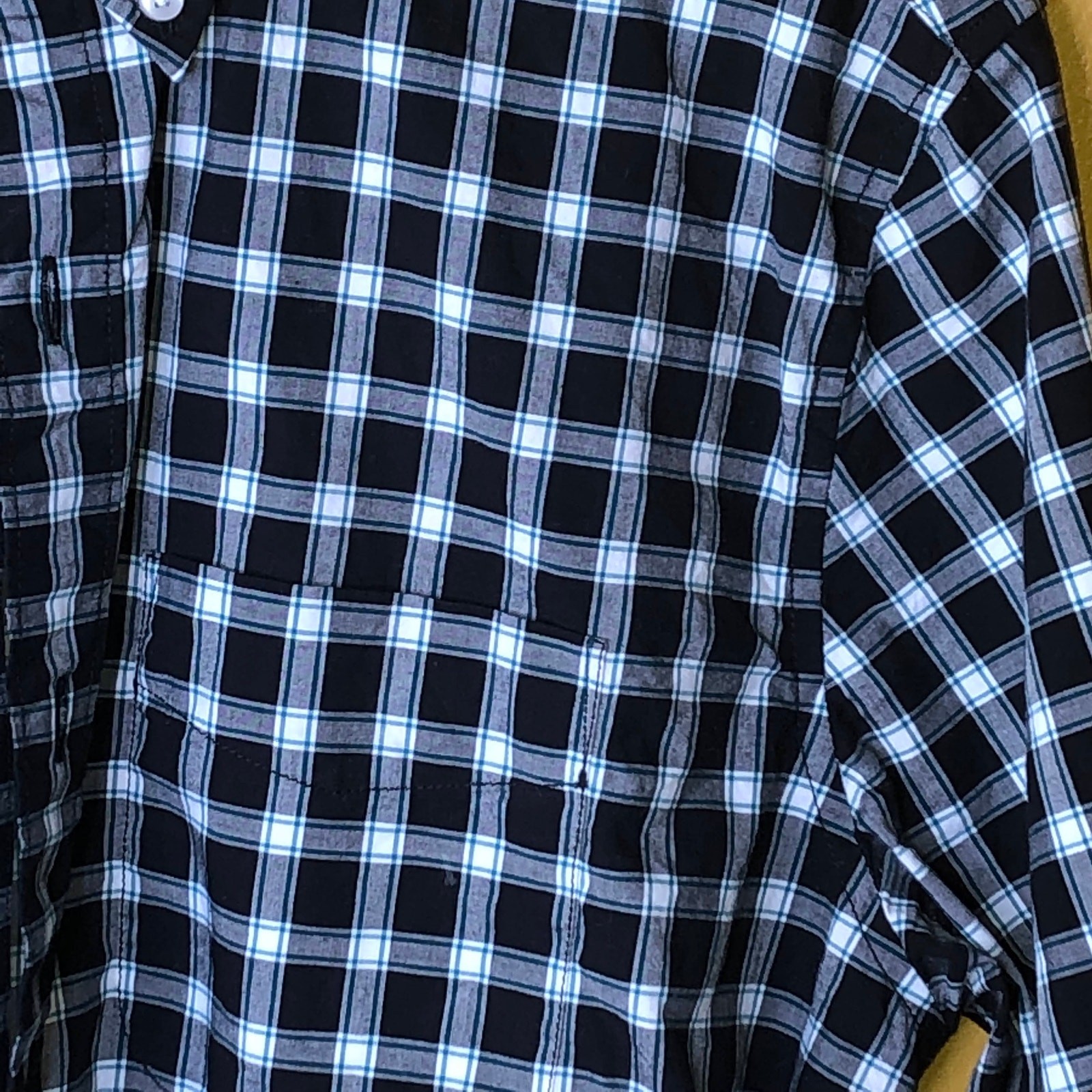 American Eagle Black Plaid Button Down Shirt M - image 3