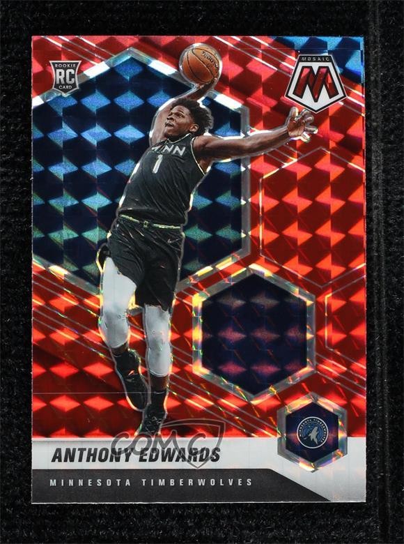2020-21 Panini Mosaic Red Prizm Anthony Edwards #201 Rookie RC 18cs