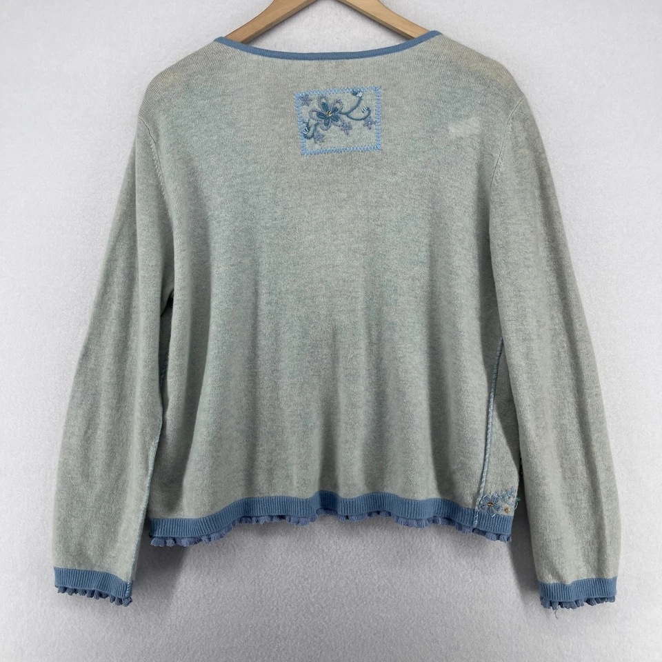 Suéter J.JILL L Reelaborado Edición Limitada Lana Floral Cárdigan Gris HK DE COLECCIÓN Foto 2 de 4