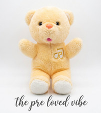 Vintage Teddy Bear Musical Wind Up Toy Plush Working 10"Orange