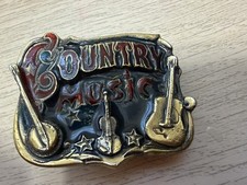 Vintage Beautiful Country Music Brass  Enamel Small Buckle