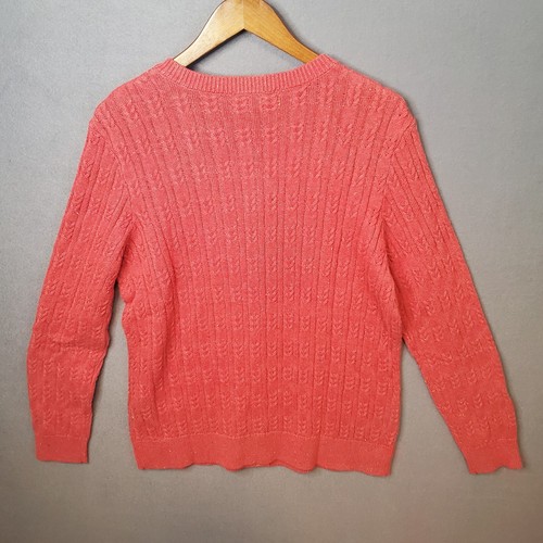 Appleseed's Cotton Blend Cable Knit Cardigan Salmon Women L Cottage Academia - Imagen 3 de 8