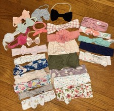 Lot Of 27 Baby Girl Variety Of Hair Bows Headbands Accessories, Various Sizes