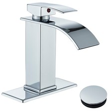 Chrome Bathroom Sink Faucet Single Handle 1Hole Vanity Mixer Faucet with Drain