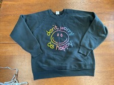 Vintage Don  t Worry Be Happy Sweatshirt Black Large Fruit of the Loom USA