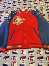 Disney Captain Marvel Jacket Youth Sz 9/10 Red Blue Full Zip Applique Avengers