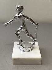 Vtg Baseball Trophy Silver Tone Player Figure Made in Italy Marble Base 5