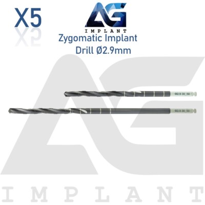 5 Zyg Dental Fixtures Drills Ø2.9mm Stainless Steel DLC Coating Instrument
