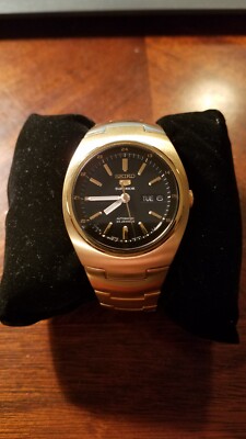 New Seiko 5 Superior 7s36-00n0, Gold band, black face