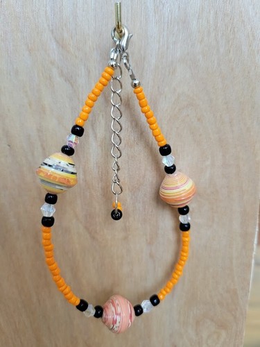Paper Bead 3 Piece Set- Paper Bead Jewelry - Recycled Jewel - Orange Sunset - Picture 2 of 5