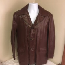 Vtg Sears Mens The Leather Shop Chestnut Brown Removable Liner Leather Jacket 42