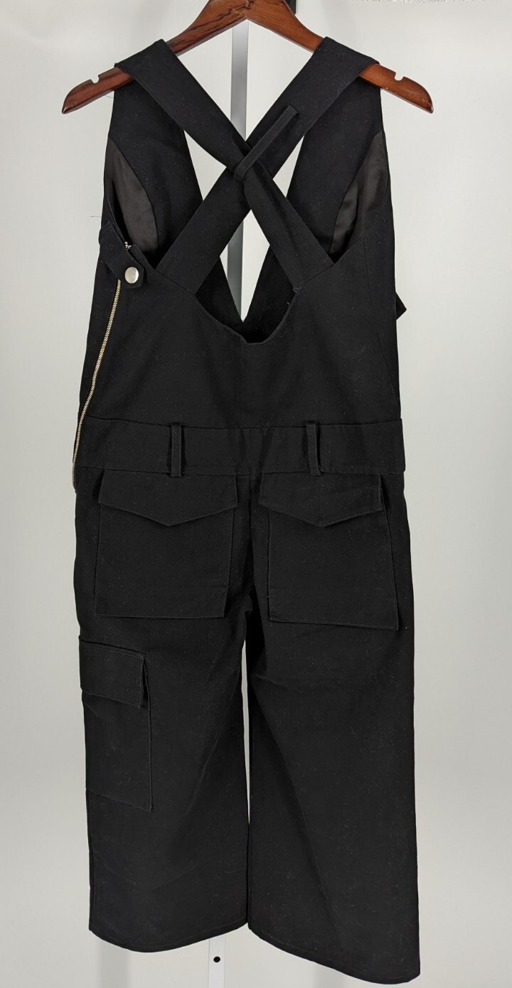 Sandy Liang Spring 2016 Runway Black Canvas Denim Cargo Culotte Halter Jumpsuit image 3