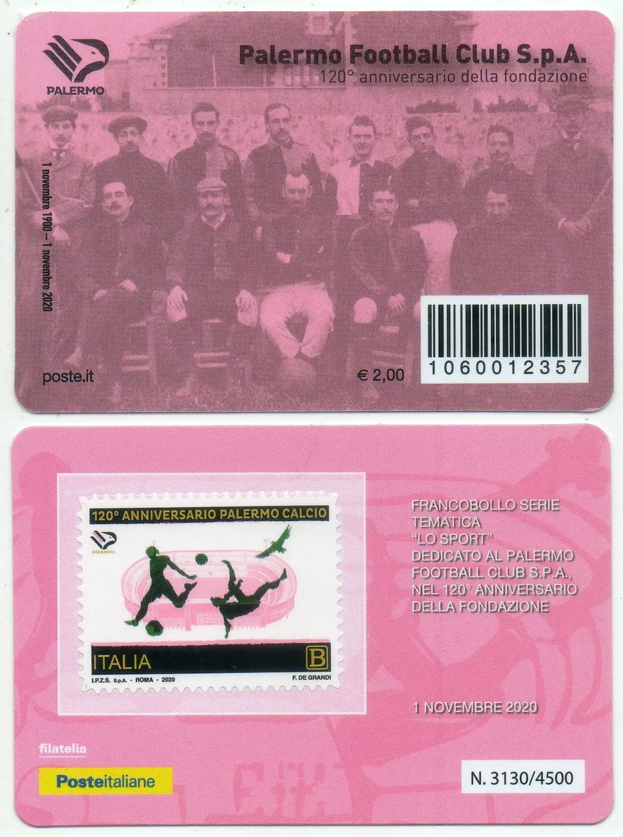 Italia 2020 – Palermo Football Club – Cartolina affrancata e