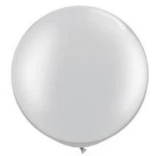 3 Giant 36 Inch Round SILVER Latex Balloons  Helium Quality Wedding Birthday NEW