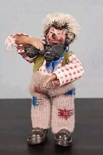 Vintage Mecki Steiff Hedgehog Figure w/ Binoculars Nature Hunting Figure 3.25"