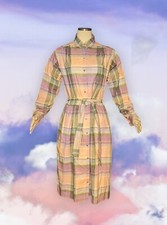VTG LL BEAN Modest PLAID Prairie Dress Orange Purple COTTAGE CORE Women's Sz 14