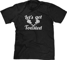 Lets Get Toasted Roasting Marshmallows Humor Pun Funny Bonfire Joke Mens Tee