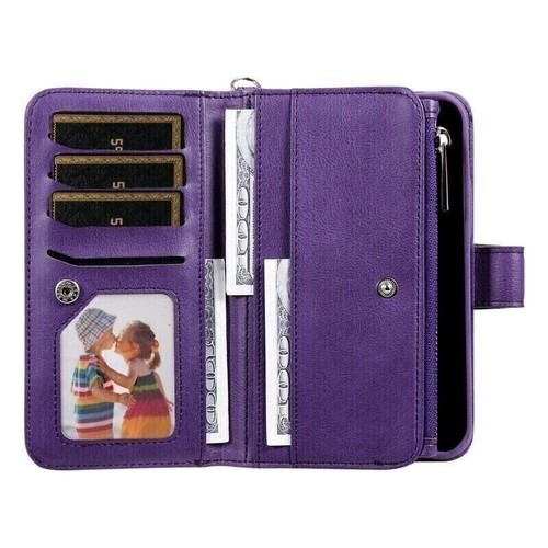 For Samsung S25 S24 S23 S22 S21 Note20 Detachable Zip Leather Wallet Case Cover - Picture 91 of 94