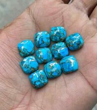  WHOLESALE BLUE COPPER TURQUOISE CABOCHON CUSHION SHAPE LOOSE GEMSTONE