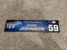 KANSAS CITY ROYALS GAME USED ? TEAM ISSUED BASEBALL NAMEPLATE ST 21 DANE JOHNSON