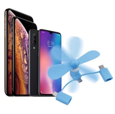 3in1 Mini Ventilator Micro USB, USB-C + 8-Pin für Handy/Laptop Android/Apple NEU